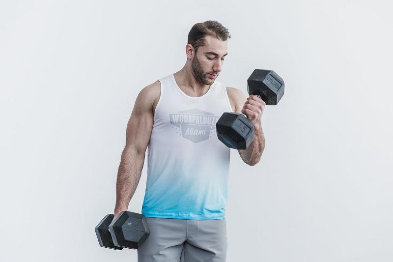 White Nobull Wodapalooza Tank (DIP-DYE) Men's Tanks | CA Z1590U